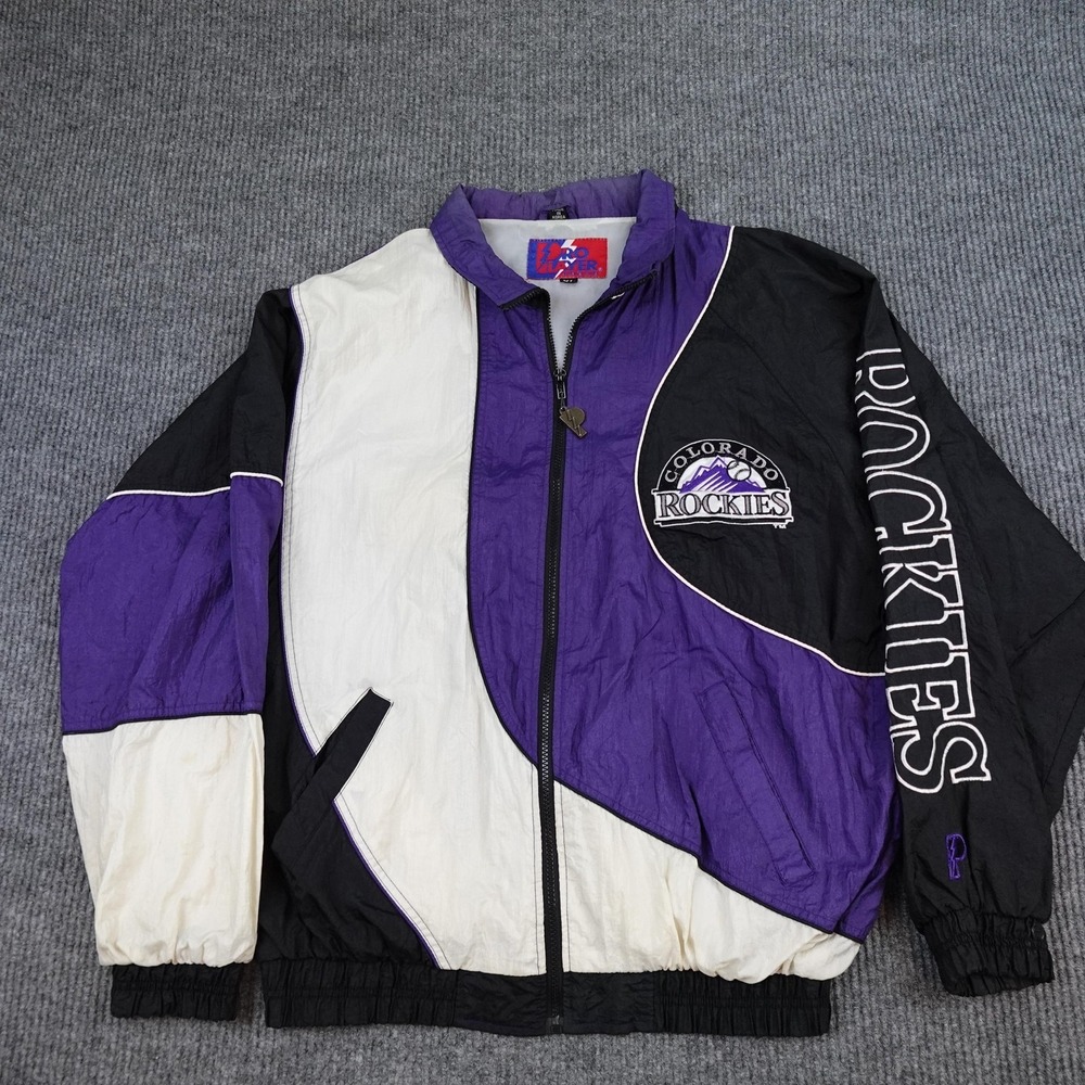 Vintage Colorado Rockies Jacket Mens XL Purple MLB Baseball Pro Layer 90s